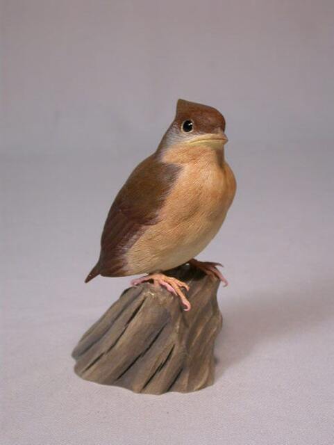 Baby Northern Cardinal Original Wood Carving
