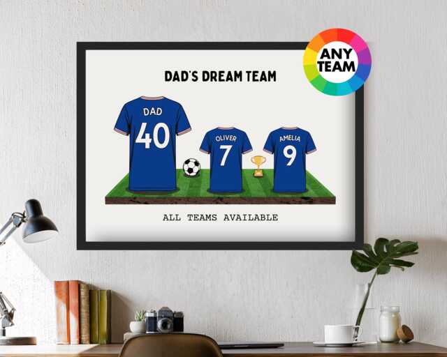Custom Rangers Dream Team Football Shirt Art Print - Frames Available Gift For Dad Husband Family For Him Wall Artwork Fc Father's Day - image 1