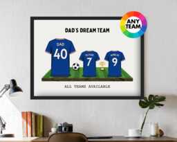 Custom Rangers Dream Team Football Shirt Art Print - Frames Available Gift For Dad Husband Family For Him Wall Artwork Fc Father's Day - thumbnail 1