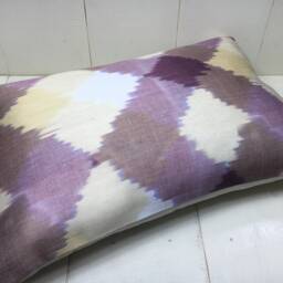 Silk Ikat Pillow Cover Handwoven Decorative Cushion, Soft Color Accent - 16x24 - thumbnail 4