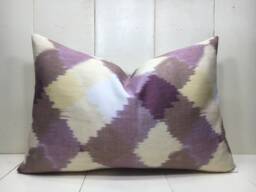 Silk Ikat Pillow Cover Handwoven Decorative Cushion, Soft Color Accent - 16x24