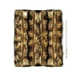 Golden Brown Wolf Faux Fur Rug - Plush Striped Accent Rug, Usa Made - thumbnail 1