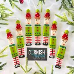 Fused Glass Elf Christmas Decoration, Cute Elf Fused Glass Cornwall - thumbnail 2