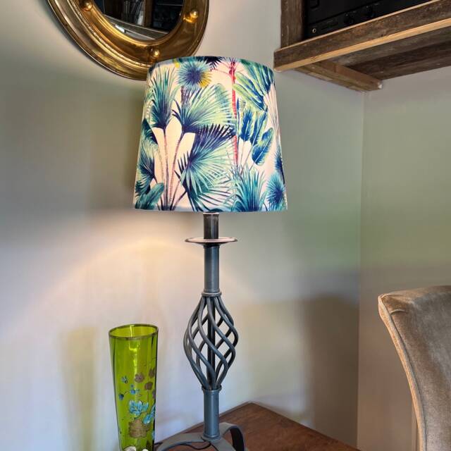 Palm Trees Velvet Lampshade, French Drum Empire Style - image 1