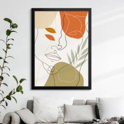 Boho Nordic Face Wall Decor Abstract Art Framed Poster Print & Canvas Bedroom Home Interior Gift For Her Girlfriend - thumbnail 4