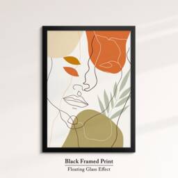 Boho Nordic Face Wall Decor Abstract Art Framed Poster Print & Canvas Bedroom Home Interior Gift For Her Girlfriend - thumbnail 2