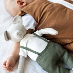 Organic Linen Stuffed Bear Toy, Woodland Art Dolls, Handcrafted Neutral Timeless Natural Eco Baby Gift - thumbnail 4