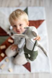 Organic Linen Stuffed Bear Toy, Woodland Art Dolls, Handcrafted Neutral Timeless Natural Eco Baby Gift - thumbnail 1