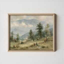 Mountain Meadow Poster, Pine Landscape Print, Nature Wall Art, Paper - thumbnail 3