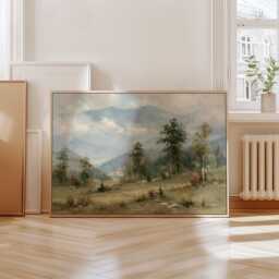 Mountain Meadow Poster, Pine Landscape Print, Nature Wall Art, Paper - thumbnail 4