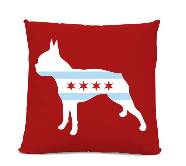 Chicago Flag Boston Terrier Pillow - Dog Lover Home Decor - image 1