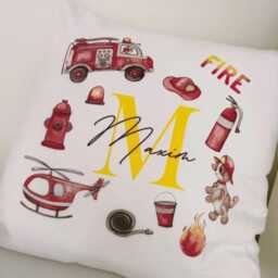 Personalised Firefighter Cushion - Fire Engine Pillow Fireman Bedroom Decor Gift Kids Room - thumbnail 4