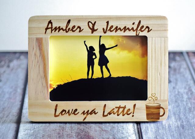 Engraved Wooden Picture Frame, Best Friend Gift, Love Ya Latte - image 1