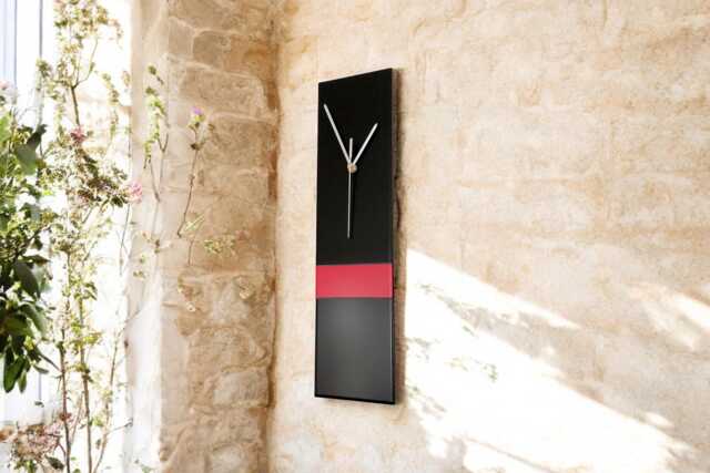 Handmade Slim Black Wall Clock Modern Home Decor - 40cm - image 1