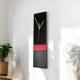 Handmade Slim Black Wall Clock Modern Home Decor - 40cm - thumbnail 2