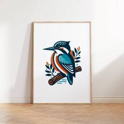 Kingfisher Print Set - Scandi Style Prints - Kingfishers Posters Poster Picture Bird Wall Art Wildlife Gifts Scandinavian Home Decor - thumbnail 3