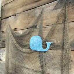 Upcycled Metal Whale Wall Art Turquoise Lavender Kids Room Decor - thumbnail 3