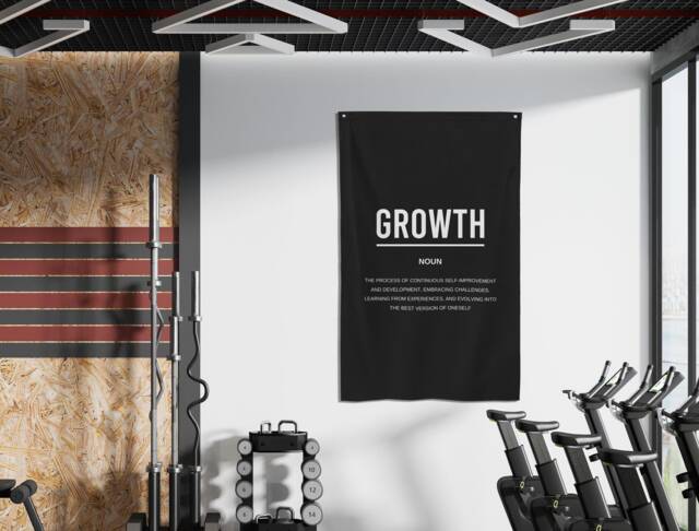 Growth Definition Flag, Wall Art, Gym Decor, Sign, Motivational Fabric Banner, Home Office Workout Art - image 1