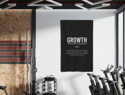 Growth Definition Flag, Wall Art, Gym Decor, Sign, Motivational Fabric Banner, Home Office Workout Art