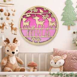 Personalised Woodland Deer Name Sign - Handcrafted Wooden Nursery & Bedroom Wall Decor - thumbnail 3