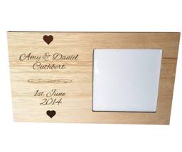 Personalised Engraved Rustic Wooden Photo Frame - Gift Picture Housewarming Couple Gifts Memory Wedding Keepsake - thumbnail 1