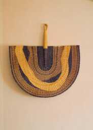 Extra-Large Handwoven African Wall Decor Fan, Hanging, Art, Bohemian, Bolga Fan - thumbnail 1