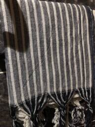 Boho Linen Towel, Strip Organic Cotton Turkish Beach Towel - thumbnail 1