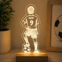 Personalised Football Night Light - Custom Name Lamp Kids Bedroom Led Gift - thumbnail 4