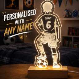 Personalised Football Night Light - Custom Name Lamp Kids Bedroom Led Gift - thumbnail 2