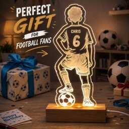 Personalised Football Night Light - Custom Name Lamp Kids Bedroom Led Gift - thumbnail 3