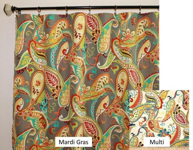 "Pair 25 Or 50"" Wide Covington Whimsy Paisley Panels Drapes Cafe Curtains Length 24 48 63 72 84 96 108 120" - image 1