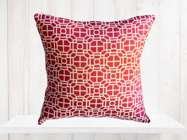 Red Geometric Pillow Cover - Modern Jaclyn Smith Home Decor - image 1