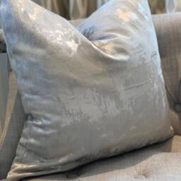 Elegant Pewter Tessere Cushion Cover Metallic Grey & Silver Designer Fabric Throw Pillow Cover - Worldwide Shipping - thumbnail 4