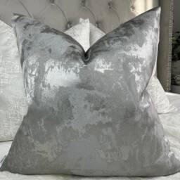 Elegant Pewter Tessere Cushion Cover Metallic Grey & Silver Designer Fabric Throw Pillow Cover - Worldwide Shipping - thumbnail 3