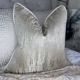 Handmade Taupe Cushion Cover - Rosie Fabric, Cream Piping Blake Luxury Home Decor All Sizes Available