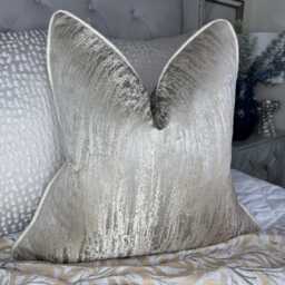Handmade Taupe Cushion Cover - Rosie Fabric, Cream Piping Blake Luxury Home Decor All Sizes Available - thumbnail 4