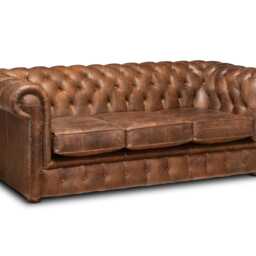 Chesterfield Plus Three Seater Sofa Genuine Vintage Cracked Tobacco Leather - thumbnail 2
