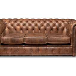 Chesterfield Plus Three Seater Sofa Genuine Vintage Cracked Tobacco Leather - thumbnail 3