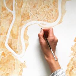 Chattanooga Map Watercolor Print Tennessee City Block Plan - Art Print Wedding University Graduation Realtor Moving Gift Wall - thumbnail 2