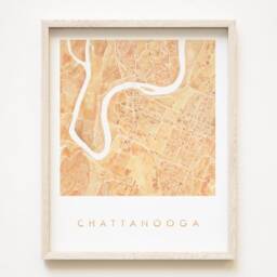 Chattanooga Map Watercolor Print Tennessee City Block Plan - Art Print Wedding University Graduation Realtor Moving Gift Wall - thumbnail 1