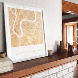 Chattanooga Map Watercolor Print Tennessee City Block Plan - Art Print Wedding University Graduation Realtor Moving Gift Wall - thumbnail 3