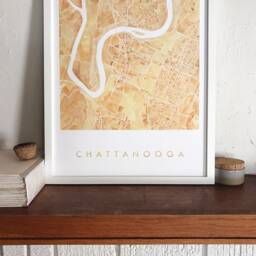 Chattanooga Map Watercolor Print Tennessee City Block Plan - Art Print Wedding University Graduation Realtor Moving Gift Wall - thumbnail 4