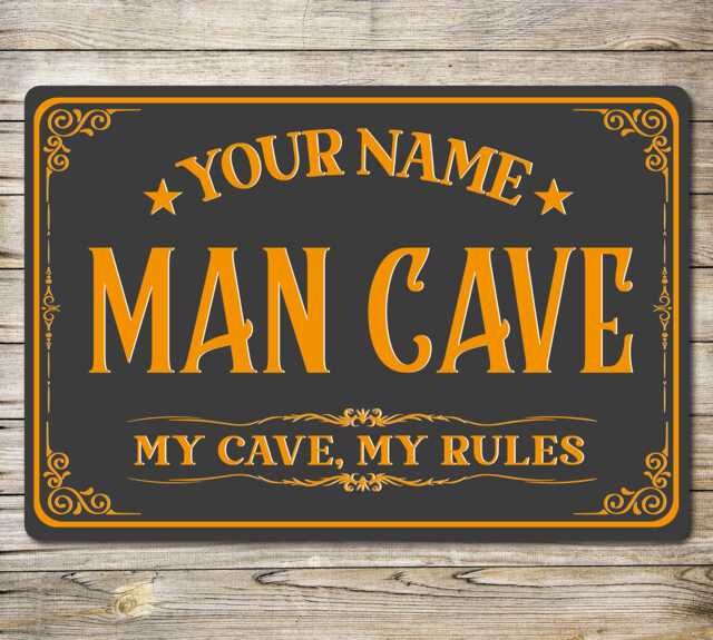 Personalised Man Cave Sign Metal Wall Door Decor Office Shed Garage Retro Plaque - image 1