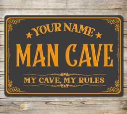 Personalised Man Cave Sign Metal Wall Door Decor Office Shed Garage Retro Plaque - thumbnail 1