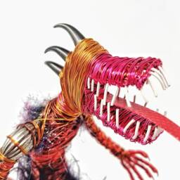 Scary Eyeless Monster - Bendable Copper Wire Creature Fun, Unique, Fully Poseable Hand-Made Out Of Recycled & Repurposed Materials - thumbnail 2
