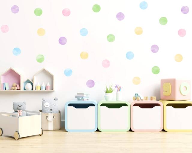 Pastel Rainbow Polka Dot Wall Decals Nursery Room Decor - image 1