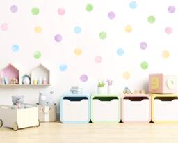 Pastel Rainbow Polka Dot Wall Decals Nursery Room Decor - thumbnail 1