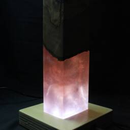 Purple White Resin Night Lamp, Olive Wood Bedroom Decor, Minimalist Ambient Light - thumbnail 4