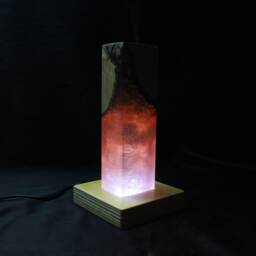 Purple White Resin Night Lamp, Olive Wood Bedroom Decor, Minimalist Ambient Light - thumbnail 2