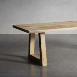 Solid Oak Dining Table With Trapezium Frame Wooden Legs 90x90 - Durable Hardwood 024 - thumbnail 2